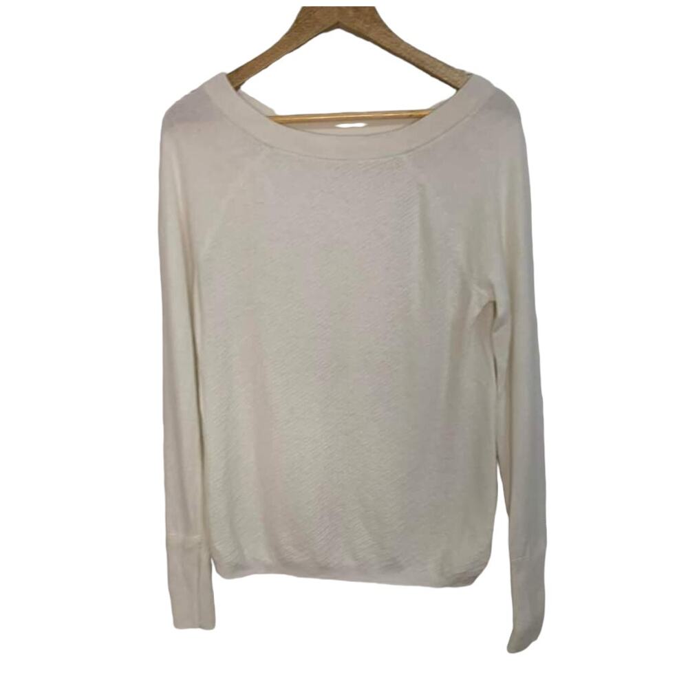Duffy Cashmere Ivory Ribbed Sweater Size‎ Medium